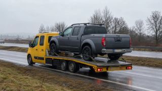 Pickup na lawecie – wyciąganie auta z rowu w Lesznie